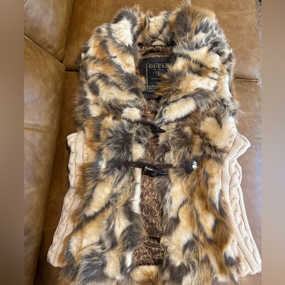 Guess Faux Fur & Knit Vest